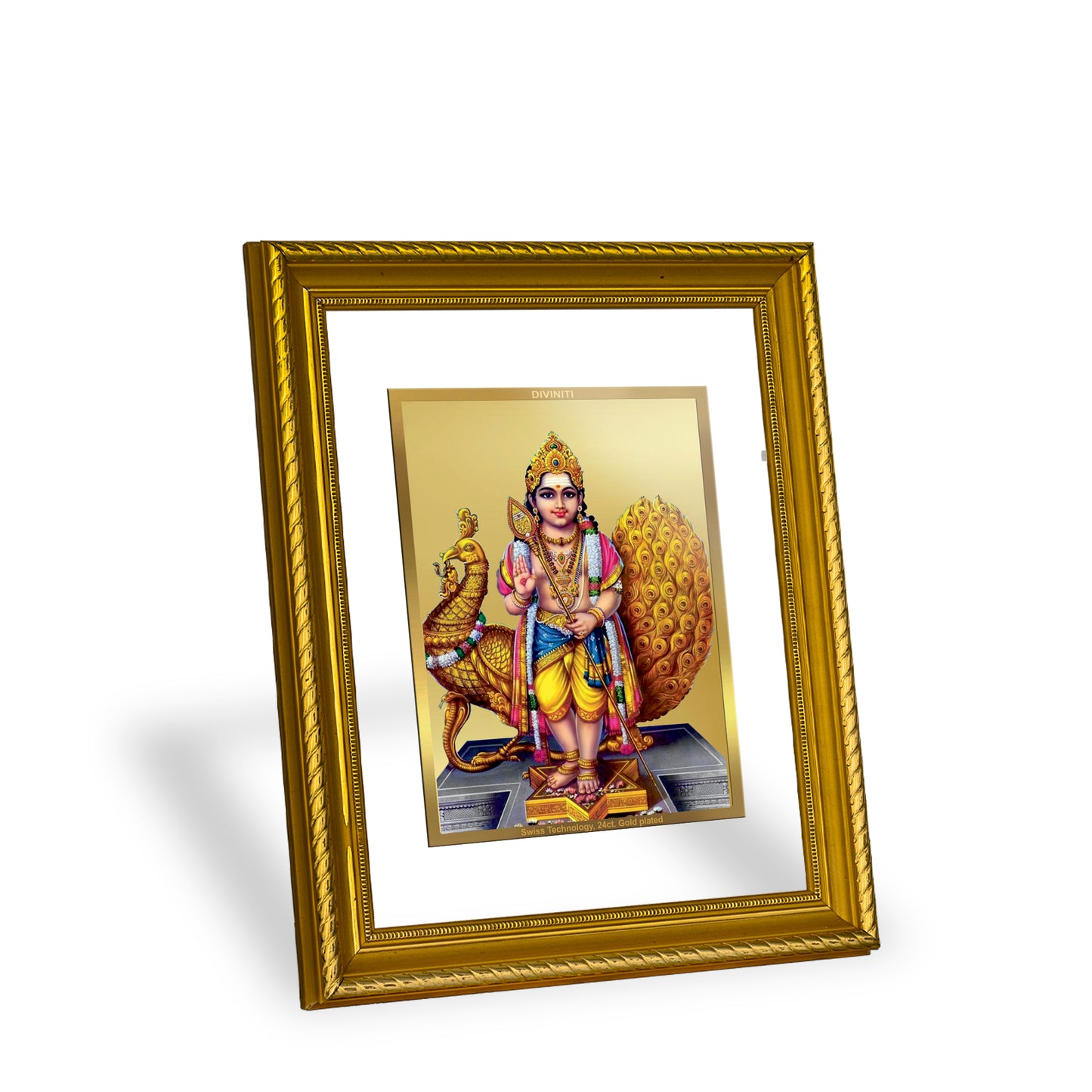 DIVINITI Karthikey Gold Plated Wall Photo Frame, Table Decor| DG Frame 056 Size 2.5 and 24K Gold Plated Foil (28 CM X 23 CM)