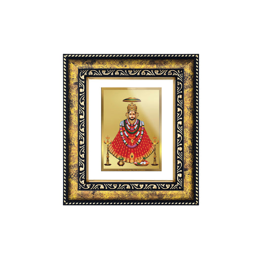 DIVINITI 24K Gold Plated Foil Khatu Shyam Photo Frame Idol for Puja Room, Home Wall Decor, Workshop, Table Top, Premium Gift|DG113 Size 2 (22.6x18.4 CM)