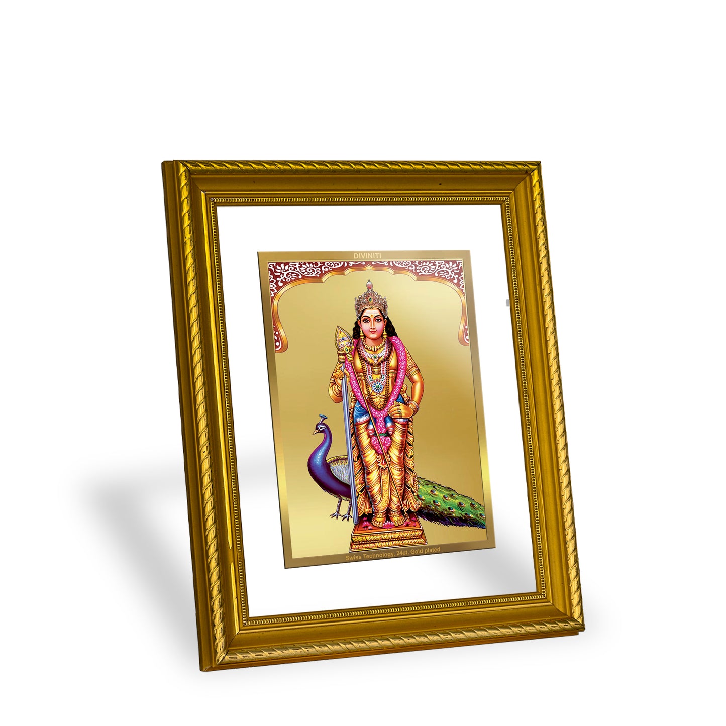 Diviniti 24K Gold Plated Murugan Wooden Photo Frame for Home & Office Decor, Wall Hanging, Tabletop, Puja Room, Gift DG056S2.5 (29.5x24.5 CM)