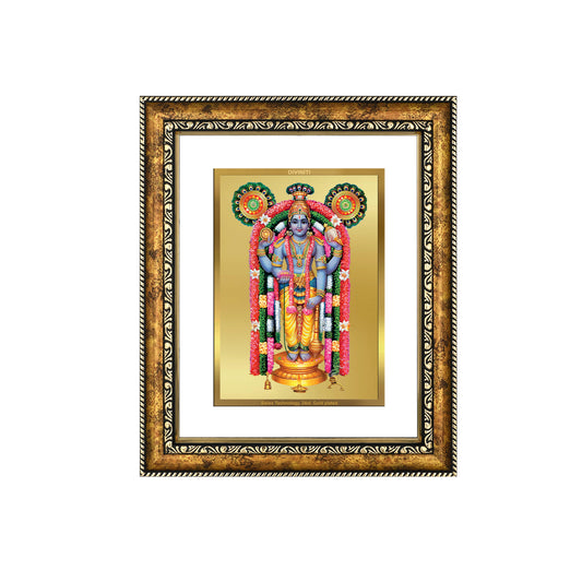 DIVINITI 24K Gold Plated Foil Guruvayurappan Wall Photo Frame, Table Decor (DG 113 S2.5)(29 CM X 23.7 CM)