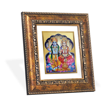 DIVINITI 24K Gold Plated Foil Vishnu Lakshmi Wall Photo Frame, Table Decor for Home & Office Decor Gift Items DG 113 Size 1 (17.7x15.9 CM)