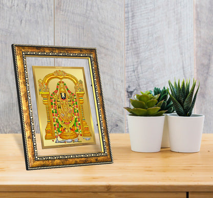 DIVINITI 24K Gold Plated Tirupati Balaji Wall Photo Frame for Home Decor, Wall Hanging, Table Top, Puja Room & Gift DG113S3 (27.6X35.4 CM)