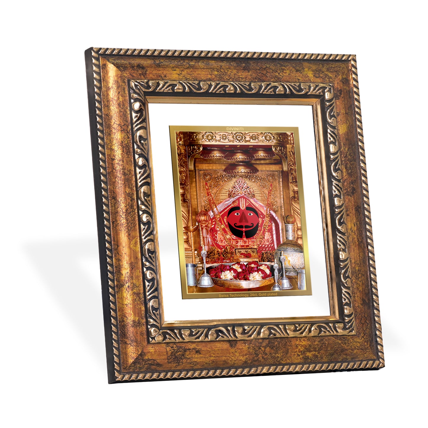 DIVINITI 24K Gold Plated Foil Salasar Balaji Wall Photo Frame, Table Decor for Home & Office Decor Gift Items DG 113 Size 1 (17.7x15.9 CM)