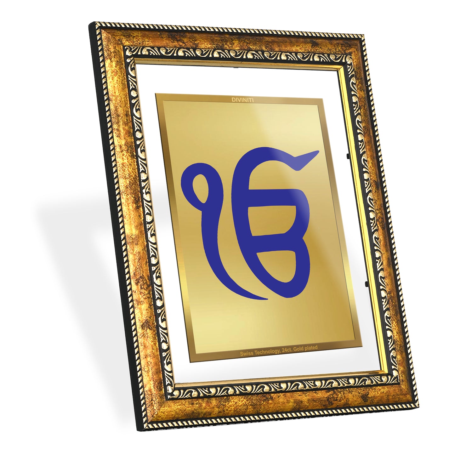 DIVINITI 24K Gold Plated Ek Omkar Wall Photo Frame for Home Decor, Wall Hanging, Table Top, Puja Room & Gift DG113S3 (27.6X35.4 CM)