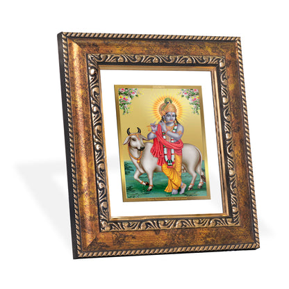 DIVINITI 24K Gold Plated Foil Krishna Wall Photo Frame, Table Decor for Home & Office Decor Gift Items DG 113 Size 1 (17.7x15.9 CM)