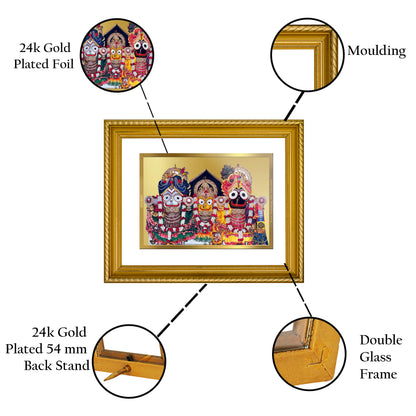 Diviniti 24K Gold Plated Jagannath Wooden Photo Frame for Home & Office Decor, Wall Hanging, Tabletop, Puja Room, Gift DG056S2.5 (29.5x24.5 CM)