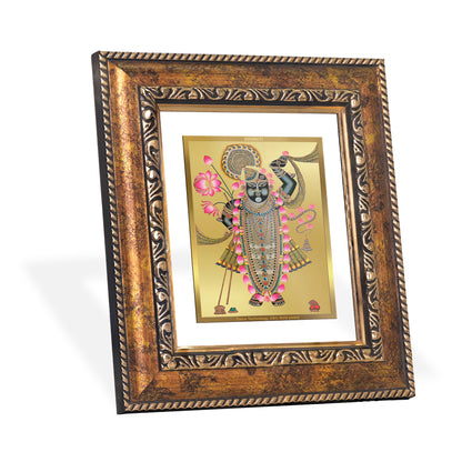 DIVINITI 24K Gold Plated Foil Shrinathji Wall Photo Frame, Table Decor for Home & Office Decor Gift Items DG 113 Size 1 (17.7x15.9 CM)