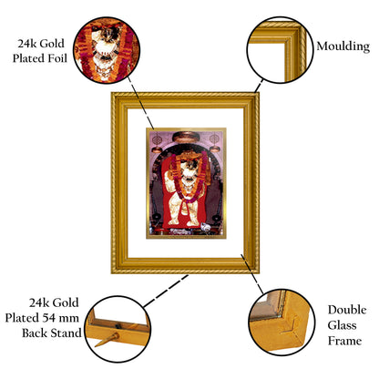 Diviniti 24K Gold Plated Mahendipur Balaji Wooden Photo Frame for Home & Office Decor, Wall Hanging, Tabletop, Puja Room, Gift DG056S2.5 (29.5x24.5 CM)