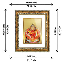 Load image into Gallery viewer, DIVINITI Siddhivinayak Gold Plated Wall Photo Frame, Table Decor| DG Frame 113 Size 3 and 24K Gold Plated Foil (33.3 CM X 26 CM)
