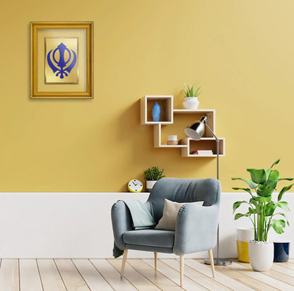 DIVINITI 24K Gold Plated Khanda Sahib Wall Photo Frame for Home Decor, Wall Hanging, Table Top, Puja Room & Gift DG056S3 (27.6X35.4 CM)