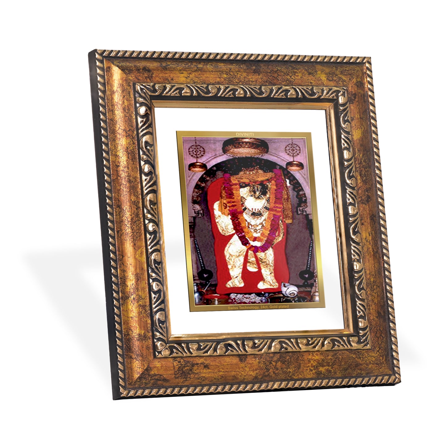 DIVINITI 24K Gold Plated Foil Mahendipur Balaji Wall Photo Frame, Table Decor for Home & Office Decor Gift Items DG 113 Size 1 (17.7x15.9 CM)