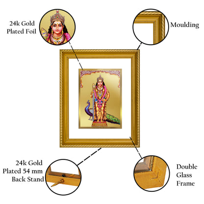 Diviniti 24K Gold Plated Murugan Wooden Photo Frame for Home & Office Decor, Wall Hanging, Tabletop, Puja Room, Gift DG056S2.5 (29.5x24.5 CM)