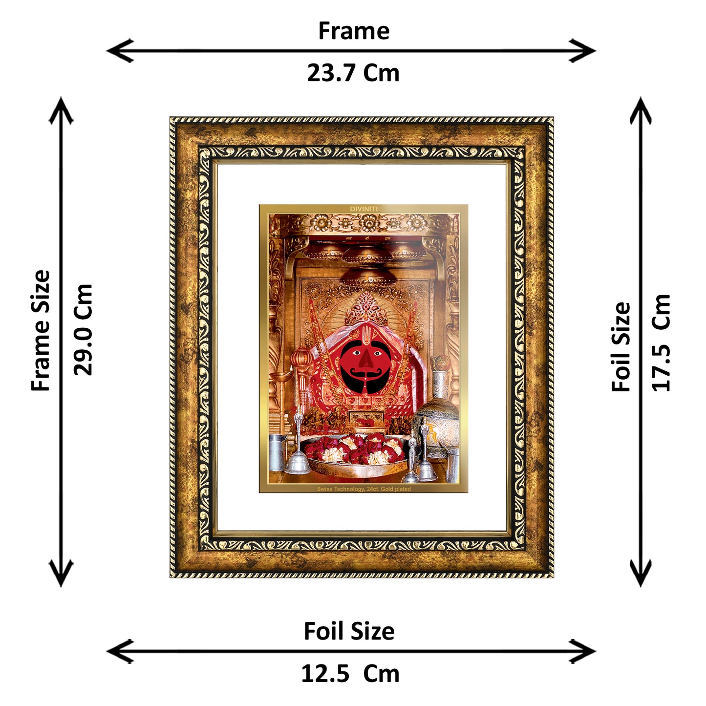 DIVINITI Salasar Balaji Gold Plated Wall Photo Frame, Table Decor| DG Frame 113 Size 2.5 and 24K Gold Plated Foil (29 CM X 23.7 CM)