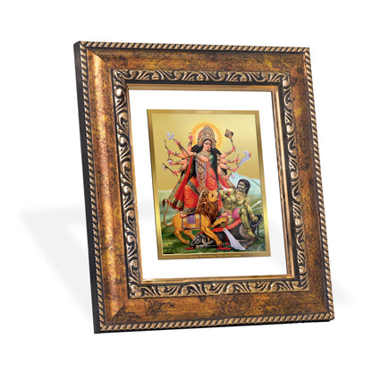 DIVINITI 24K Gold Plated Foil Goddess Durga Wall Photo Frame, Table Decor for Home & Office Decor Gift Items DG 113 Size 1 (17.7x15.9 CM)