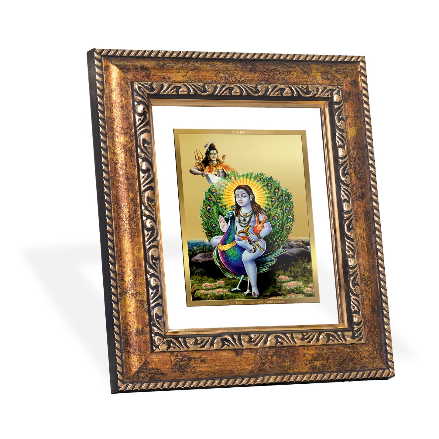 DIVINITI 24K Gold Plated Foil Baba Balak Nath Wall Photo Frame, Table Decor for Home & Office Decor Gift Items DG 113 Size 1 (17.7x15.9 CM)