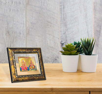 DIVINITI 24K Gold Plated Lakshmi & Ganesha Wall Photo Frame for Home Decor, Wall Hanging, Table Top, Puja Room & Gift DG113S3 (27.6X35.4 CM)