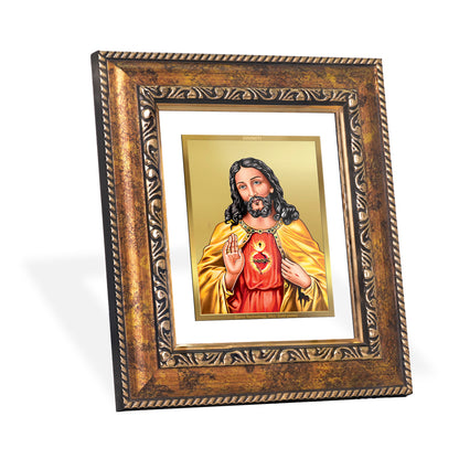 DIVINITI 24K Gold Plated Foil Jesus Wall Photo Frame, Table Decor for Home & Office Decor Gift Items DG 113 Size 1 (17.7x15.9 CM)