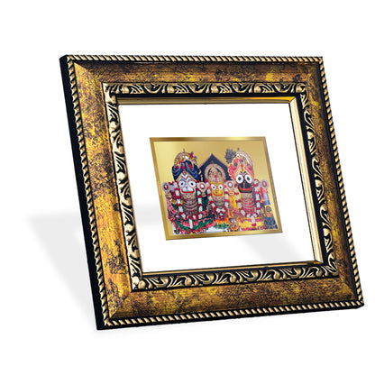 DIVINITI 24K Gold Plated Foil Lord Jagannath Photo Frame for Home Decor, Table Top, Wall Hanging, Workshop, Premium Gift|DG113 Size 2 (22.6x18.4 CM)