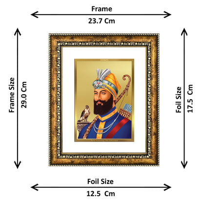 DIVINITI Guru Gobind Singh Gold Plated Wall Photo Frame, Table Decor| DG Frame 113 Size 2.5 and 24K Gold Plated Foil (29 CM X 23.7 CM)