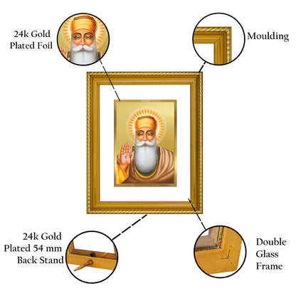 DIVINITI 24K Gold Plated Guru Nanak Wall Photo Frame for Home Decor, Wall Hanging, Table Top, Puja Room & Gift DG056S3 (27.6X35.4 CM)