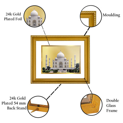 DIVINITI 24K Gold Plated Taj Mahal Wall Photo Frame for Home Decor, Wall Hanging, Table Top, Puja Room & Gift DG056S3 (27.6X35.4 CM)