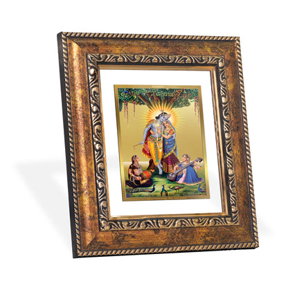 DIVINITI 24K Gold Plated Foil Radha Krishna Wall Photo Frame, Table Decor for Home & Office Decor Gift Items DG 113 Size 1 (17.7x15.9 CM)