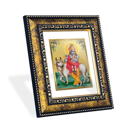 DIVINITI 24K Gold Plated Foil Lord Krishna Photo Frame for Home Decor, Table Top, Wall Hanging, Workshop, Premium Gift|DG113 Size 2 (22.6x18.4 CM)