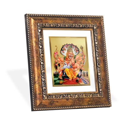 DIVINITI 24K Gold Plated Foil Narasimha Wall Photo Frame, Table Decor for Home & Office Decor Gift Items DG 113 Size 1 (17.7x15.9 CM)