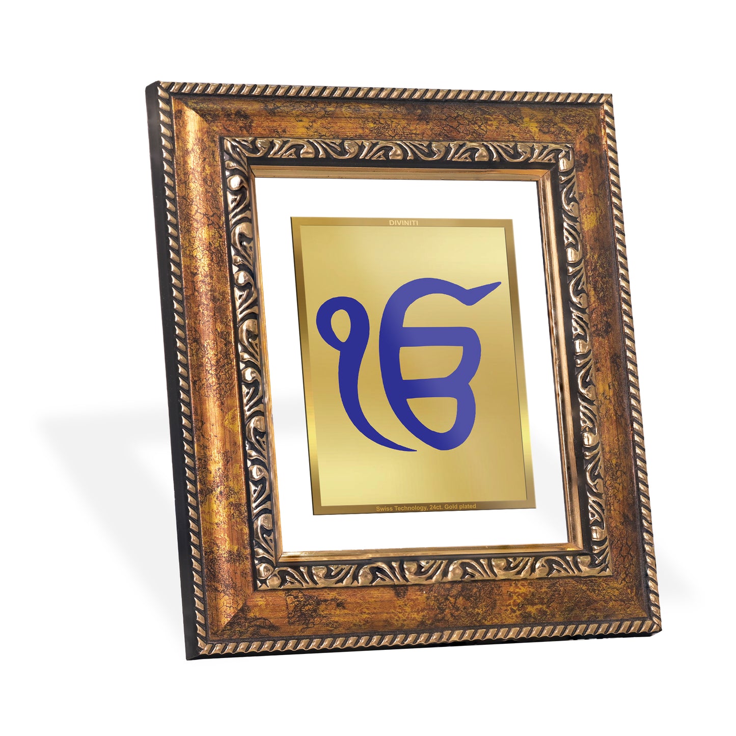 DIVINITI 24K Gold Plated Foil Ek Omkar Wall Photo Frame, Table Decor for Home & Office Decor Gift Items DG 113 Size 1 (17.7x15.9 CM)