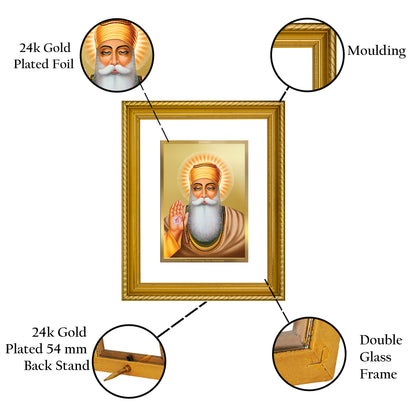 Diviniti 24K Gold Plated Guru Nanak Wooden Photo Frame for Home & Office Decor, Wall Hanging, Tabletop, Puja Room, Gift DG056S2.5 (29.5x24.5 CM)