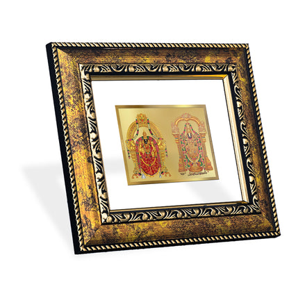 DIVINITI 24K Gold Plated Padmavati Balaji Elegant Photo Frame Idol for Puja Room, Home Wall Decor, Workshop, Table Top, Premium Gift|DG113 Size 2 (22.6x18.4 CM)