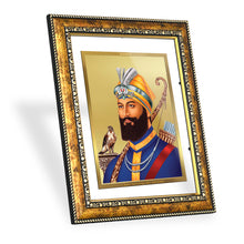 Load image into Gallery viewer, DIVINITI Guru Gobind Singh Gold Plated Wall Photo Frame, Table Decor| DG Frame 113 Size 2.5 and 24K Gold Plated Foil (29 CM X 23.7 CM)
