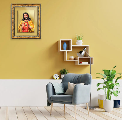 DIVINITI Jesus Gold Plated Wall Photo Frame, Table Decor| DG Frame 113 Size 2.5 and 24K Gold Plated Foil (29 CM X 23.7 CM)