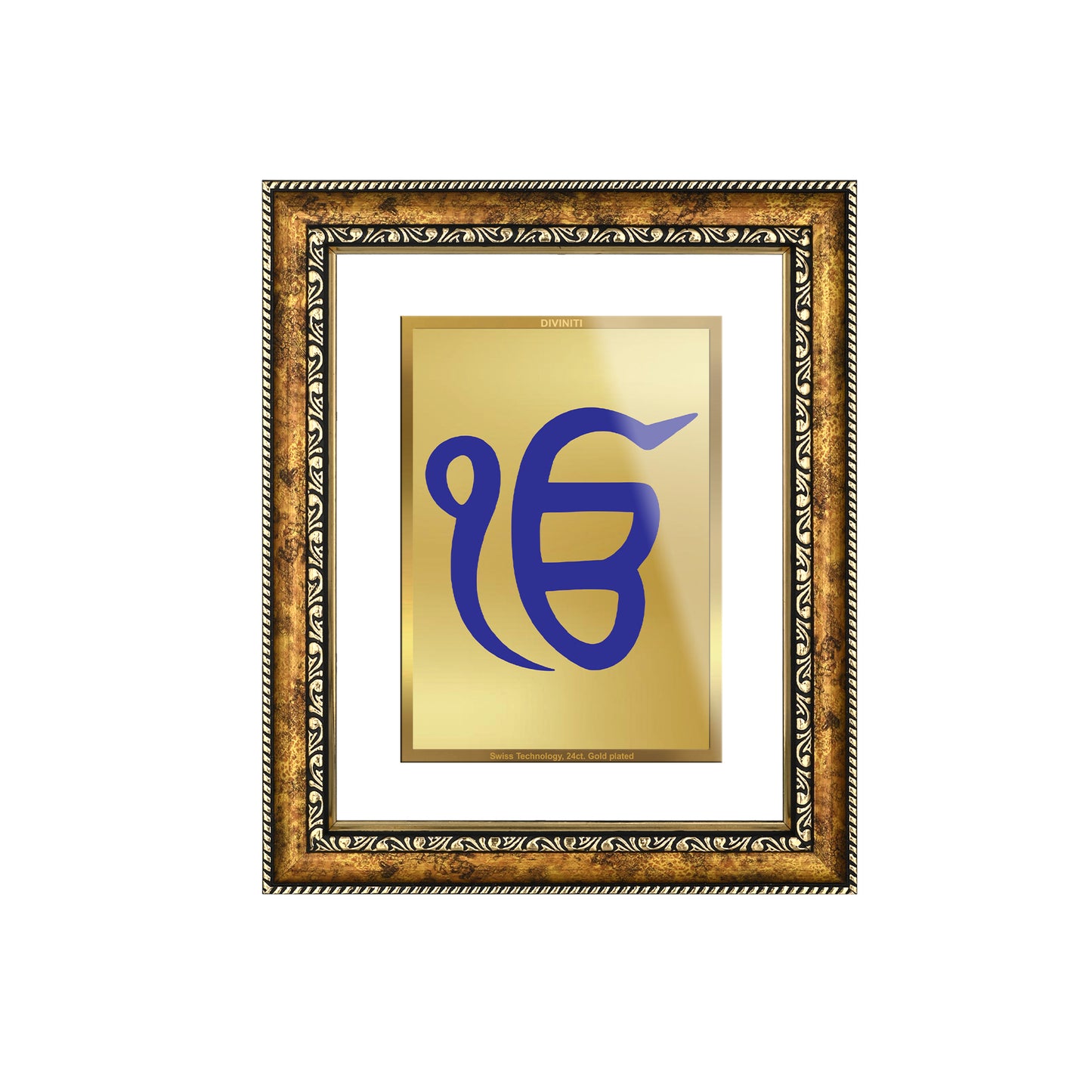 DIVINITI 24K Gold Plated Ek Omkar Wall Photo Frame for Home Decor, Wall Hanging, Table Top, Puja Room & Gift DG113S3 (27.6X35.4 CM)