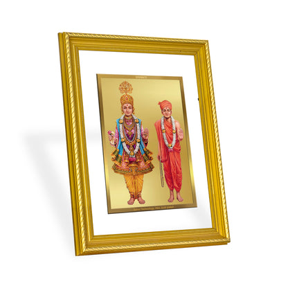 DIVINITI 24K Gold Plated Swami Narayan Wooden Photo Frame Idol for Home Wall Decor, Workshop, Table Top, Premium Gift | DG113 Size 2 (22.6x18.4 CM)