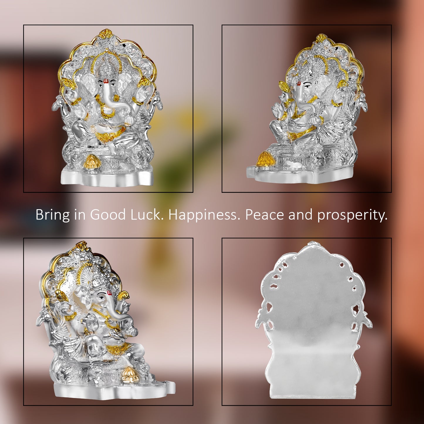 DIVINITI 999 Silver Plated Lord Ganesha Statue For Love, Joy, Prosperity, Making Every Occasion Special Idol For Home Decor, Luxury Gift (11.5x8.5 CM)