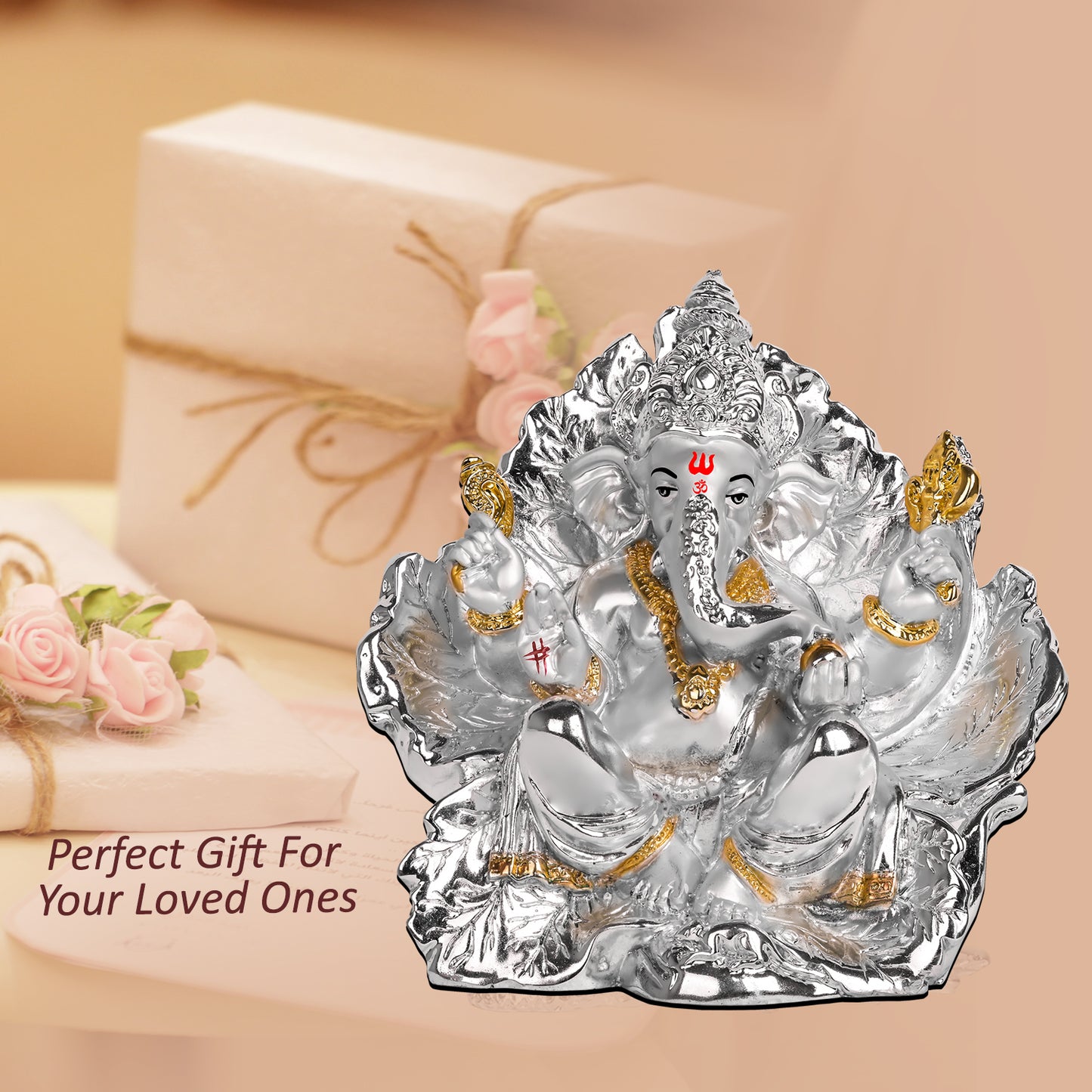 DIVINITI 999 Silver Plated Lord Ganesha Idol Exquisite Divine Statue for Home Decor, Office, Pooja Room & Gift (21x17.5 CM)