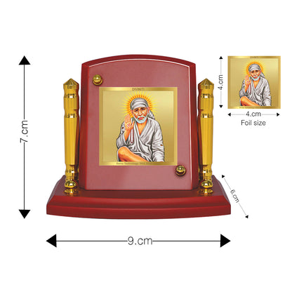 Diviniti 24K Gold Plated Sai Baba Photo Frame for Car Dashboard, Home Decor, Tabletop, Puja Room, Showpiece and Gift  MDF1BP+ (6.5x5.5 CM)