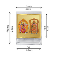 Load image into Gallery viewer, Diviniti 24K Gold Plated Padmawati Balaji Frame For Car Dashboard, Home Decor, Tabletop and Gift (5.8 x 4.8 CM)
