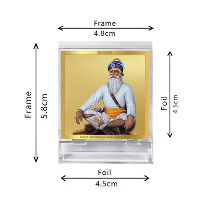 Diviniti 24K Gold Plated Baba Deep Singh Acrylic Frame for Car Dashboard, Home Decor, Tabletop, Puja Room, Festival Gift ACF3A (5.8x4.8 CM)