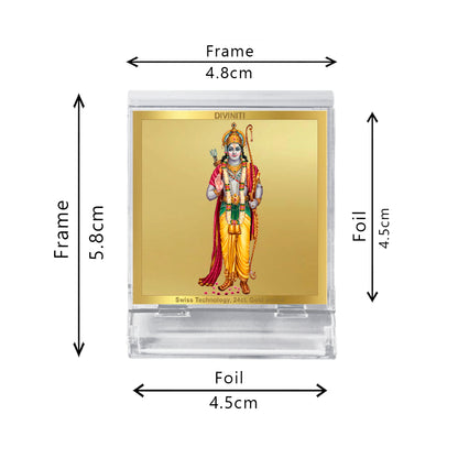 Diviniti 24K Gold Plated Ram Acrylic Frame for Car Dashboard, Home Decor, Tabletop, Puja Room, Festival Gift ACF3A (5.8x4.8 CM)