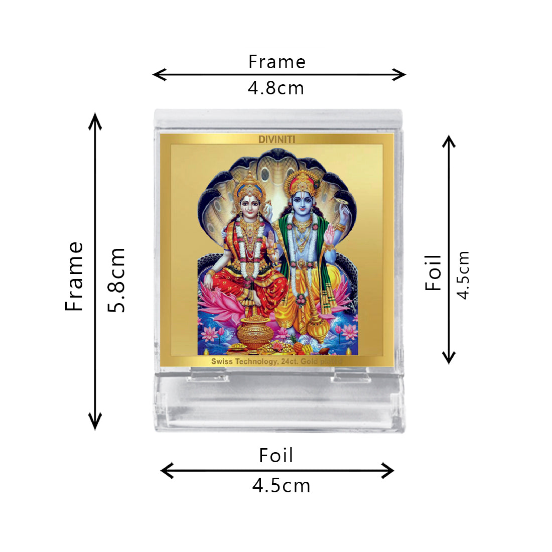 Diviniti 24K Gold Plated Vishnu Laxmi Acrylic Frame for Car Dashboard, Home Decor, Tabletop, Puja Room, Festival Gift ACF3A (5.8x4.8 CM)