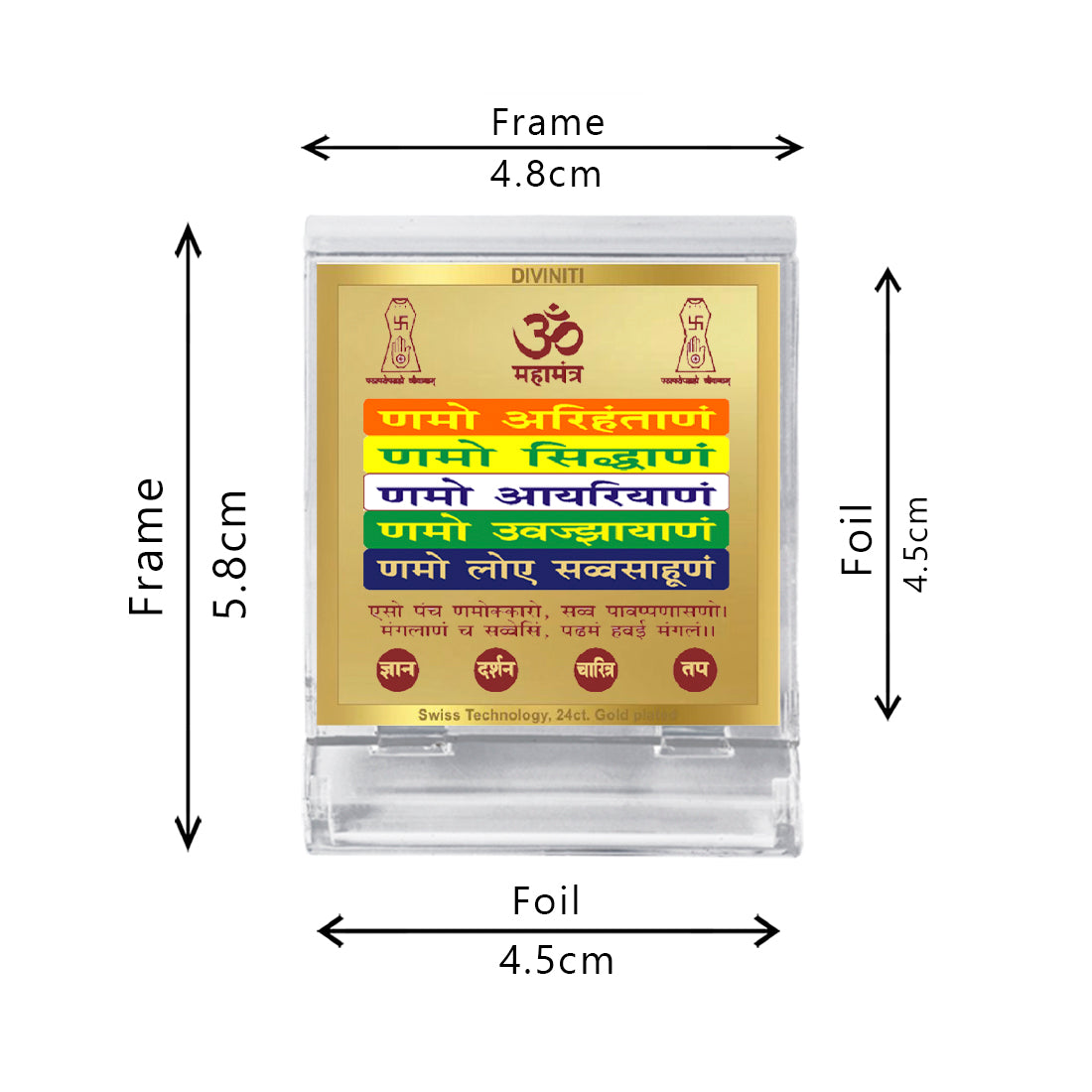 Diviniti 24K Gold Plated Namokar Mantra Acrylic Frame for Car Dashboard, Home Decor, Tabletop, Puja Room, Festival Gift ACF3A (5.8x4.8 CM)