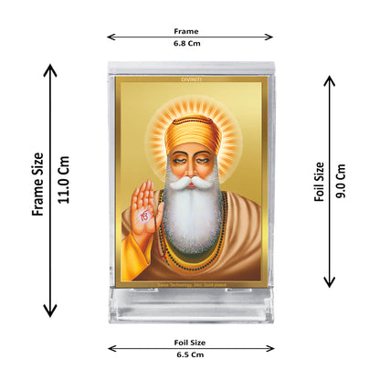 Diviniti 24K Gold Plated Guru Nanak Frame For Car Dashboard, Home Decor & Table Top (11 x 6.8 CM)