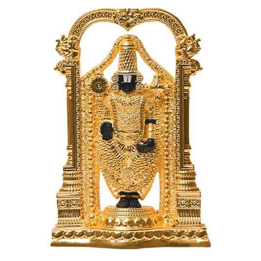 DIVINITI 24K Gold Plated Lord Tirupati Balaji Idol Statue For Positive Energy, Inner Peace, Protection and Prosperity (20X13CM)