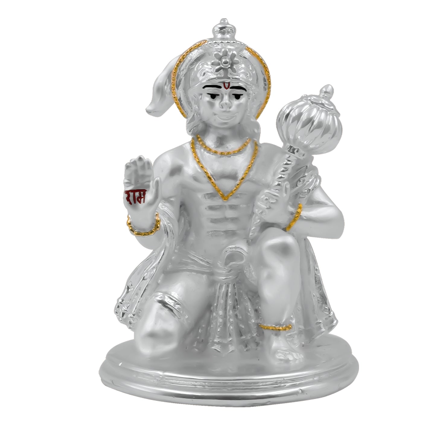 DIVINITI 999 Silver Plated Lord Hanuman Ji For Spiritual Power, Strength and Devotion Idol For Home, Office, Puja, Luxury Gift (8X5.5CM)