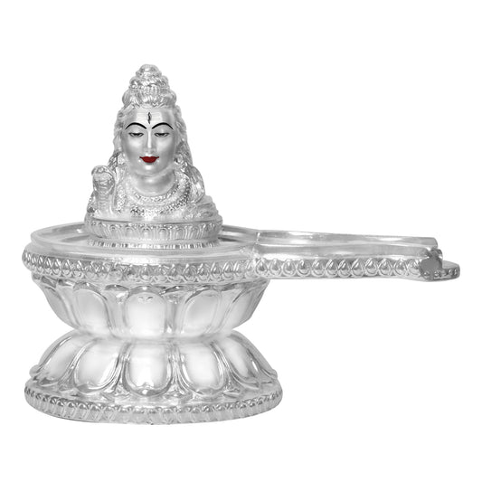 DIVINITI 999 Silver Plated Lord Shiva Lingam Idol | Exquisite Divine Statue For Home Decor, Office Table Top, Pooja Room & Gift (12X15CM)