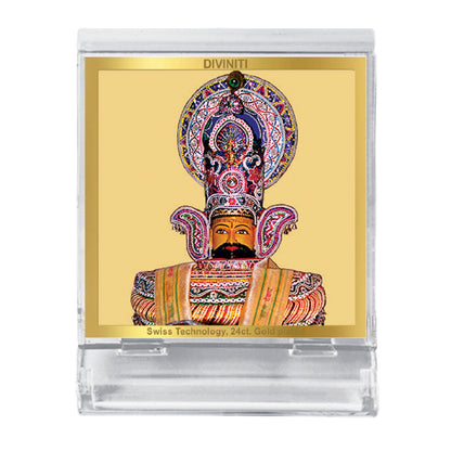 Diviniti 24K Gold Plated Khatu Shyam Acrylic Frame for Car Dashboard, Home Decor, Tabletop, Puja Room, Festival Gift ACF3A (5.8x4.8 CM)