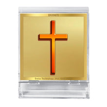 Load image into Gallery viewer, Diviniti 24K Gold Plated Holy Cross Frame For Car Dashboard, Home Decor, Tabletop, Prayer, Gift (ACF 3A)(5.8 x 4.8 CM)
