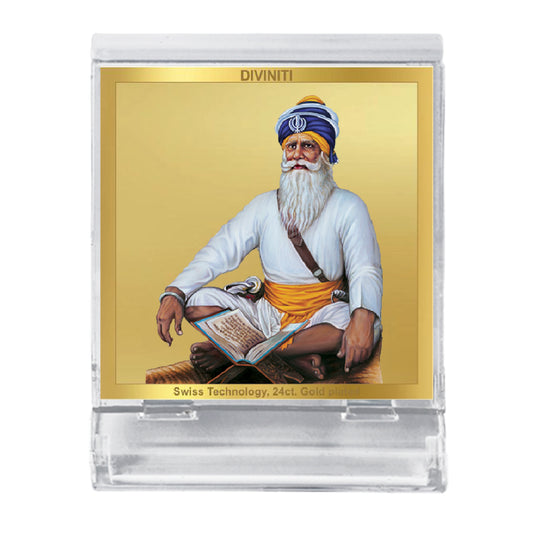 Diviniti 24K Gold Plated Baba Deep Singh Acrylic Frame for Car Dashboard, Home Decor, Tabletop, Puja Room, Festival Gift ACF3A (5.8x4.8 CM)